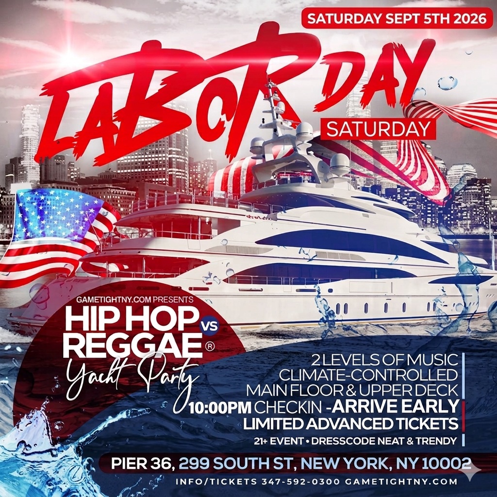 Labor Day Weekend Hip Hop vs Reggae Saturday Yacht Party at Pier 36 — event image